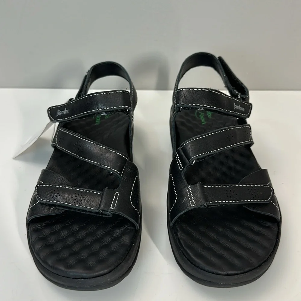 NWT Jambu Black Leather Ruby Relax Foam Sandals Size 9